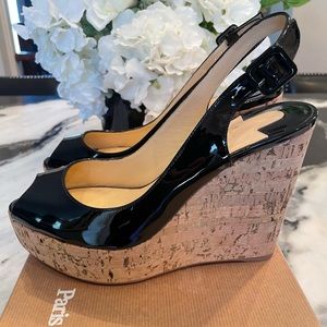 Christian louboutin patten leather peep toe sandal